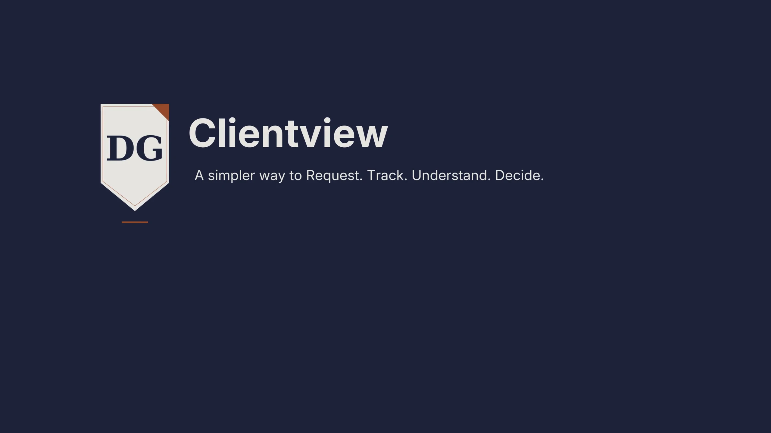 ClientView Platform Overview interface showing intake and request intelligence
