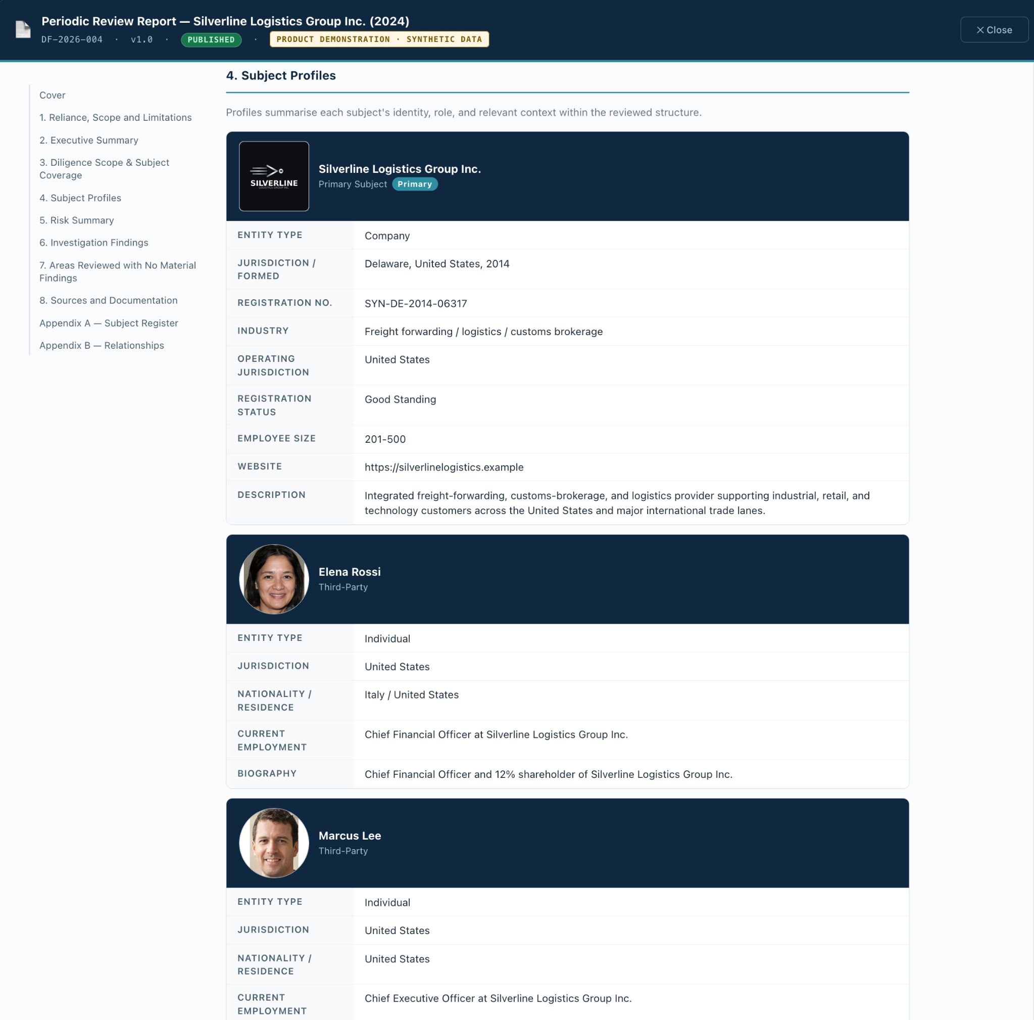 ClientView report subject profiles
